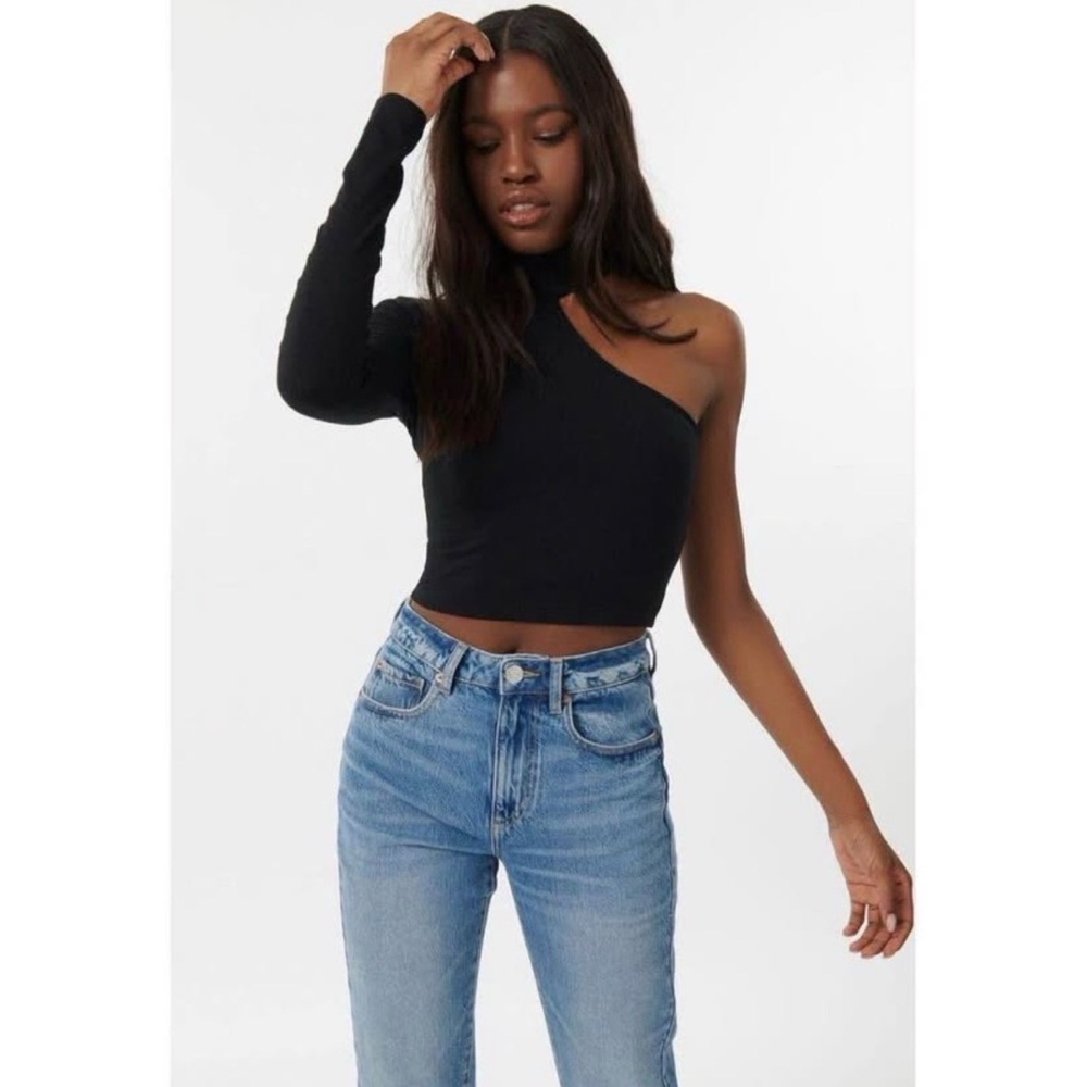 Garage Black One-Shoulder Top